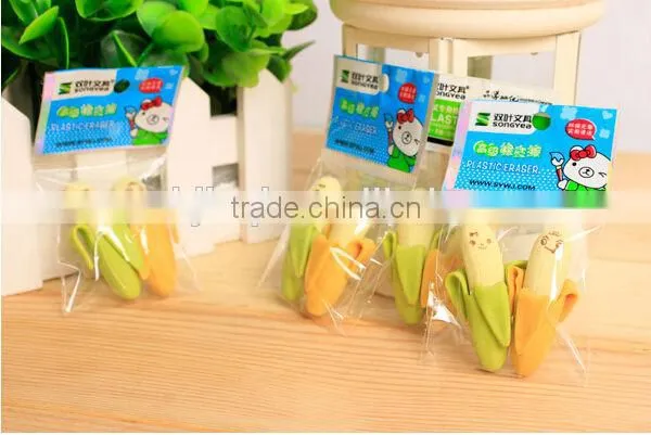 Nice and fashion skinning banana eraser with expression (2pcs)