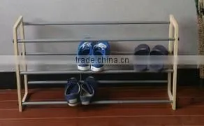 Cheap 3 Layers Wooden and Wire Steel Tube Shoes Rack Stand