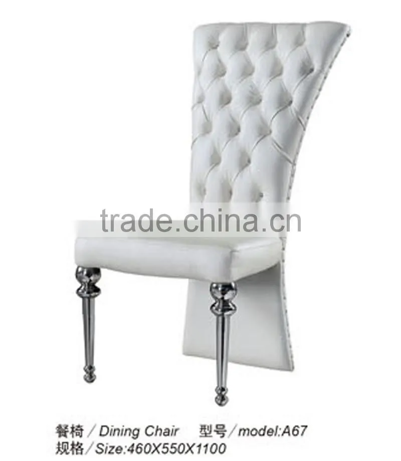 Shunde factory stainless steel legs black colour pu/genuine leather dinning chairA867(S)