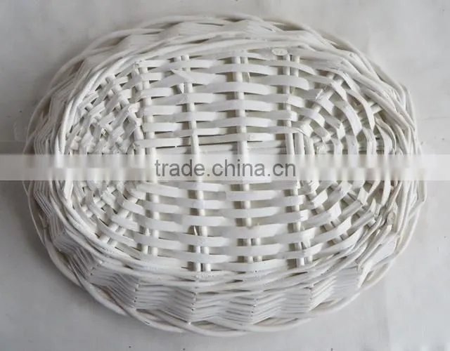 Oval shape white color woven wicker tray