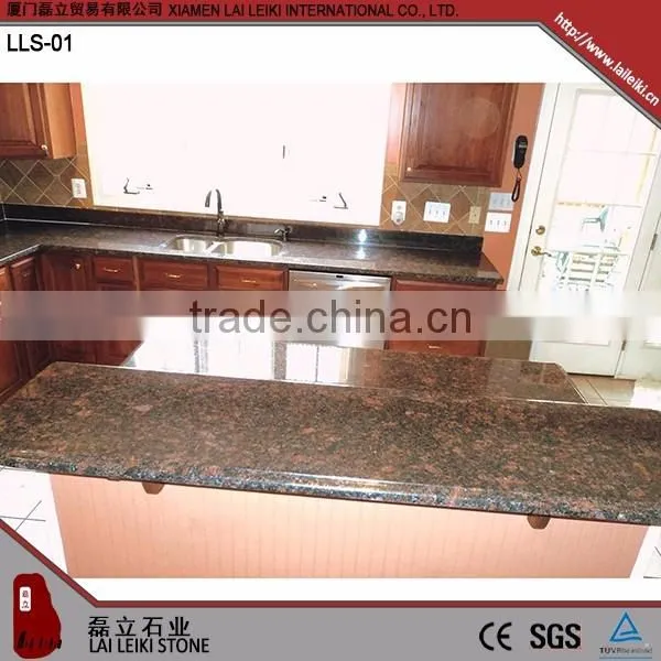 Irregular shaped Tan Brown polished granite table top for kitchen