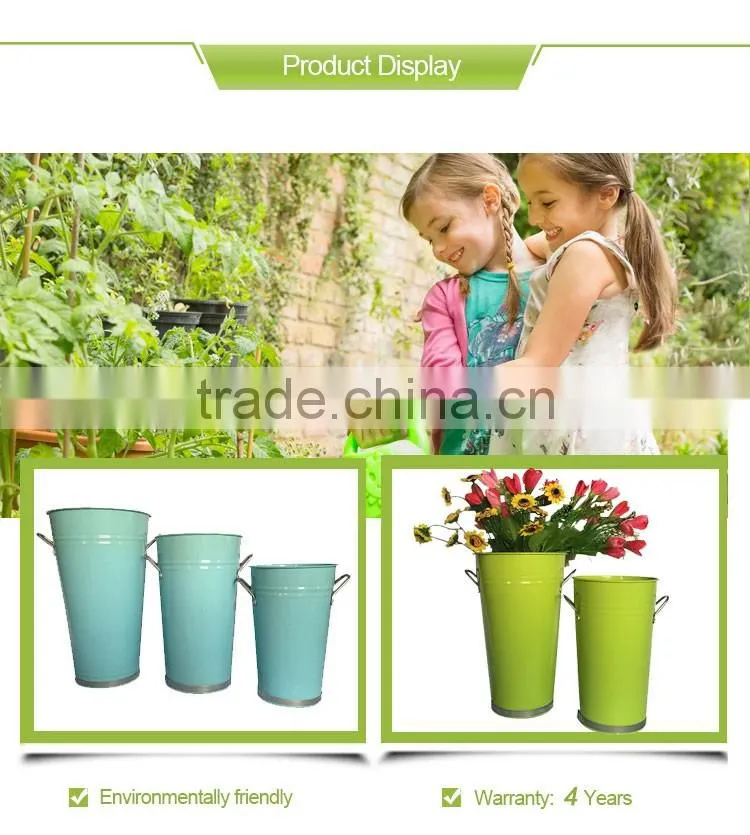 Galvanized zinc flower bucket for decor