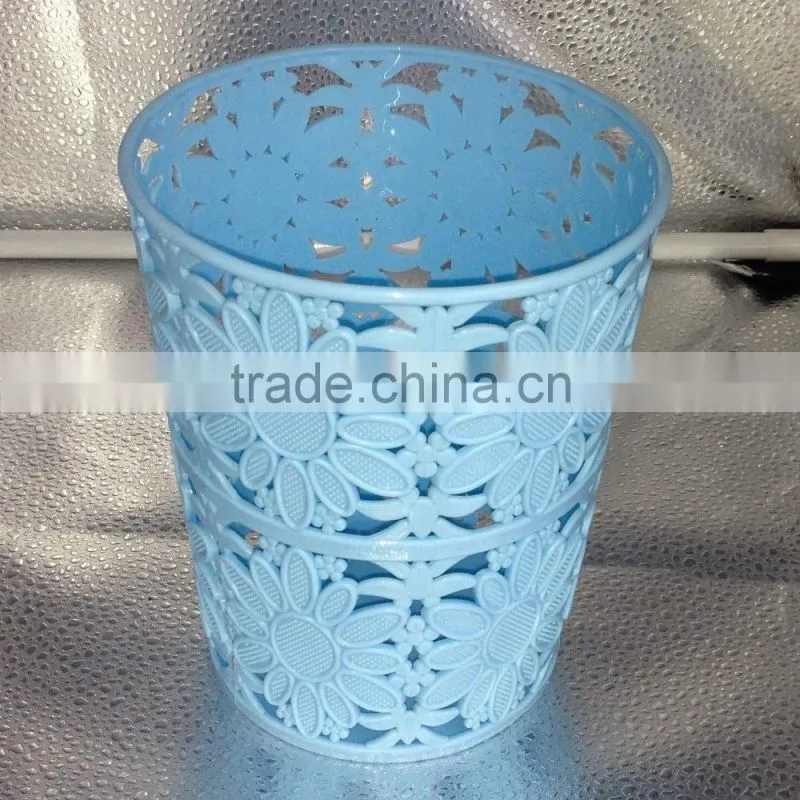 plastic round hollow out sunflower waste bin