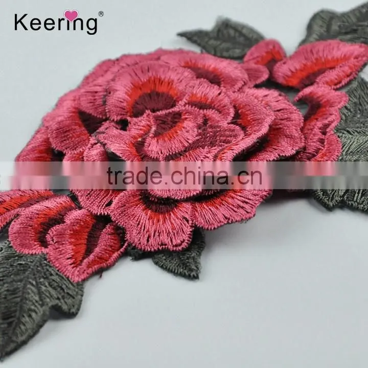 Chinese supplier flower applique embroidery textile patches for clothing