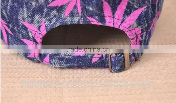 colorful maple leaf printed denim military caps and hats