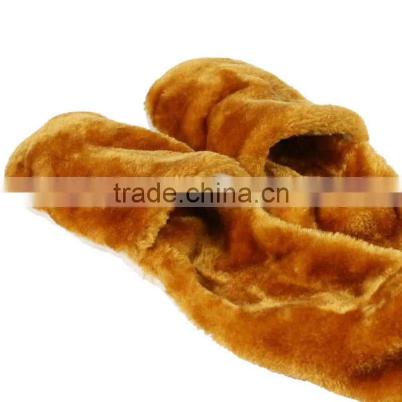 Cute plush faux fur animal hat cartoon cap winter hat with long mittens