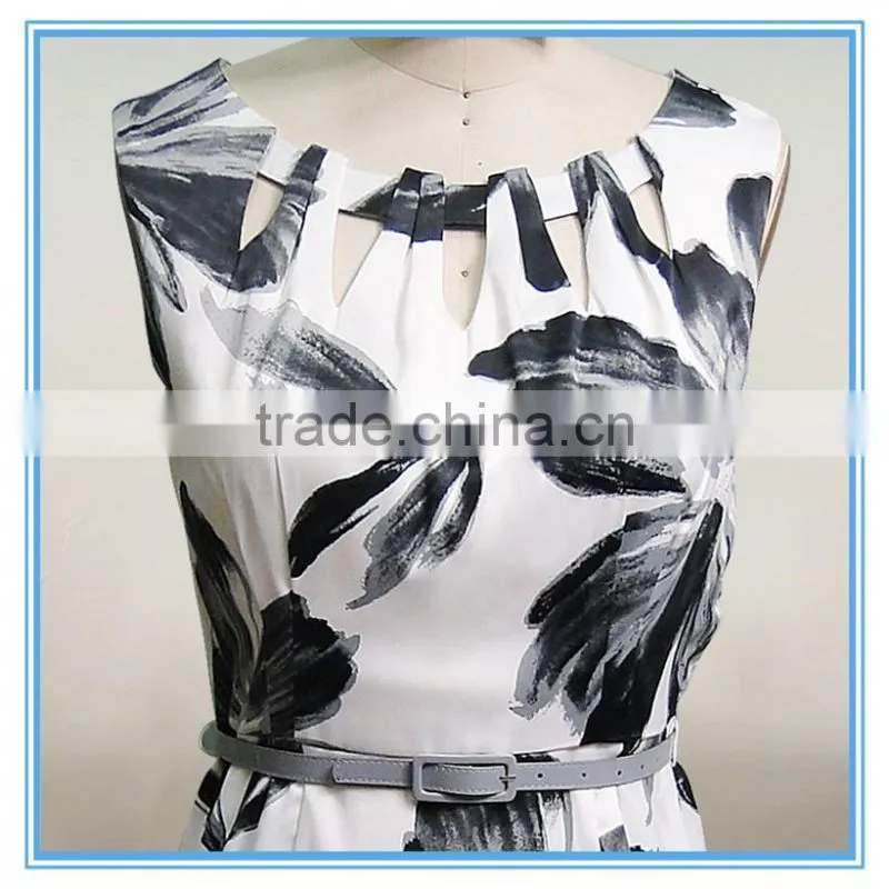 Summer Women Casual One Piece Midi Dress Hollow Out Design In Floral Print
