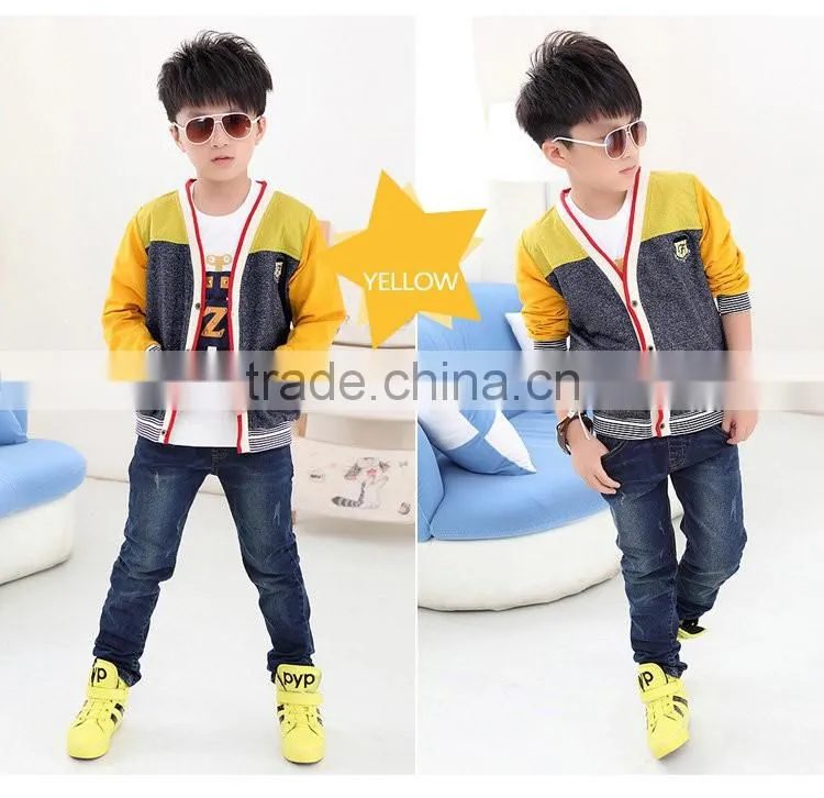 2016 children British style boy fall coat/ thin coat autumn cardigan fashion jacket with embroidered