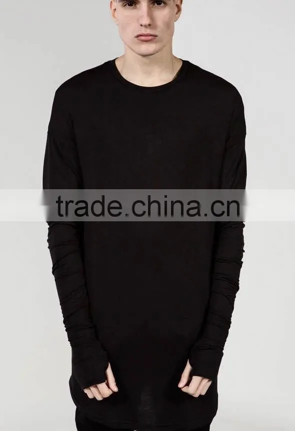 2016 summer Long sleeve t shirt Extended t shirt Sport Hip hop Oversized t shirt Streetwear Loose tee shirt