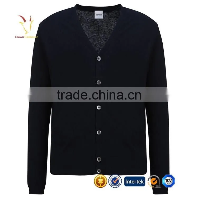 V Neck Mens Knitted Cashmere Cardigan Sweater