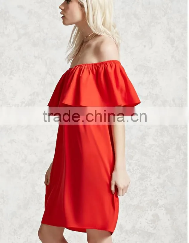 Fashion dress 2016 women clothing Black Off Shoulder Ruffle Sheath women dress