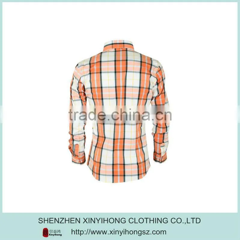 Bright Plaid Fashion Design Cotton Lycra Fitness Casual Men Shirts