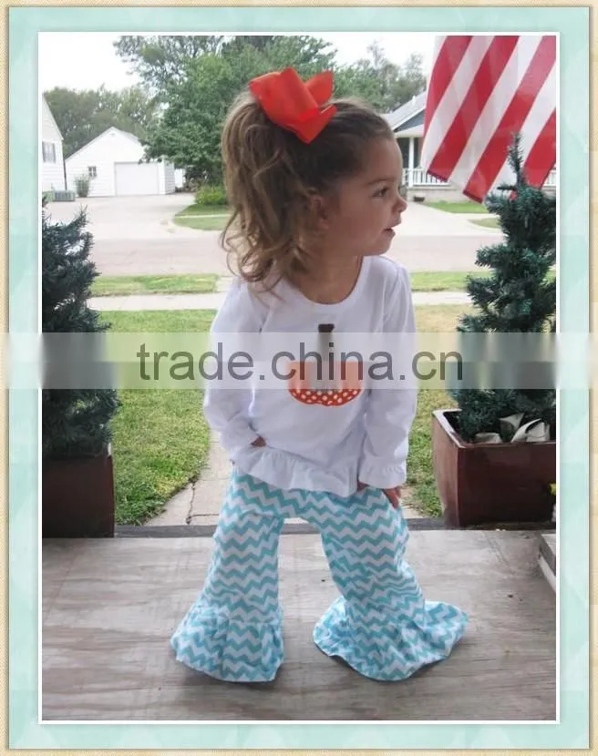 Monogrammed Girls fall outfit applique pumpkin fall boutique clothes halloween Pumpkin Patch Polka Dot Aqua Chevron pants sets