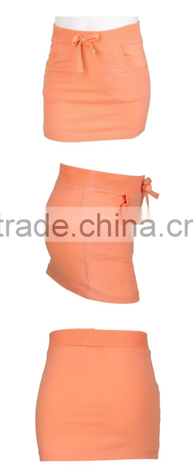 Comfort Cotton Elastic Young School Girl Short mini Skirt with Pockets