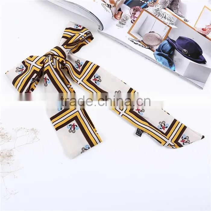 Chiffon Multifunction Skinny Scarf Multicolor Stripe Choker