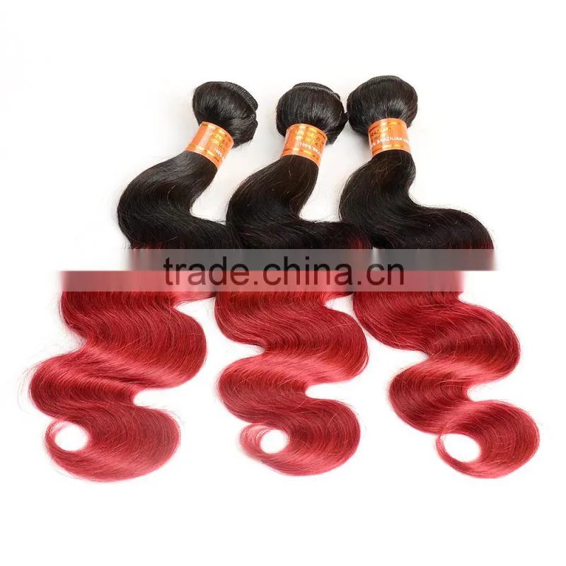 Wholesale alibaba cheap price unprocessed colored two tone hair weave