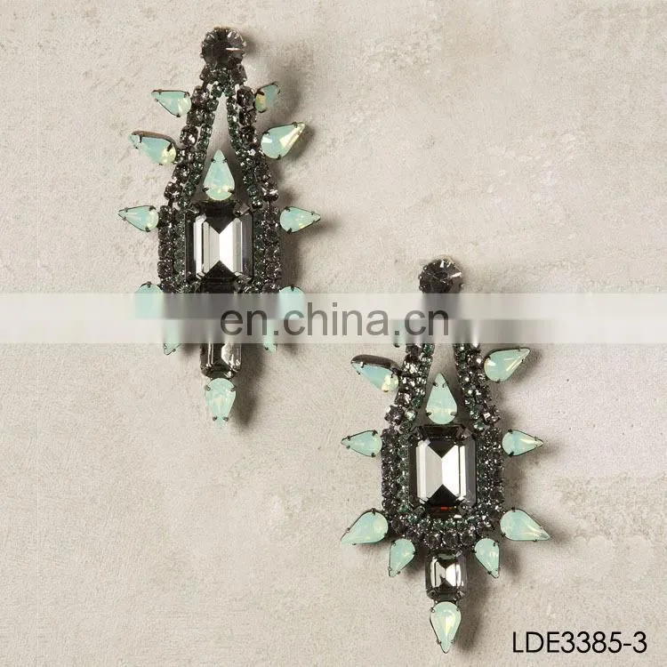 square beryl gold plated earrings finding clip