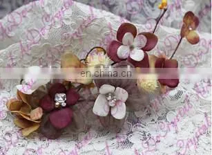 Aidocrystal Gold Organza fall hair accessories flower crown wedding headpiece