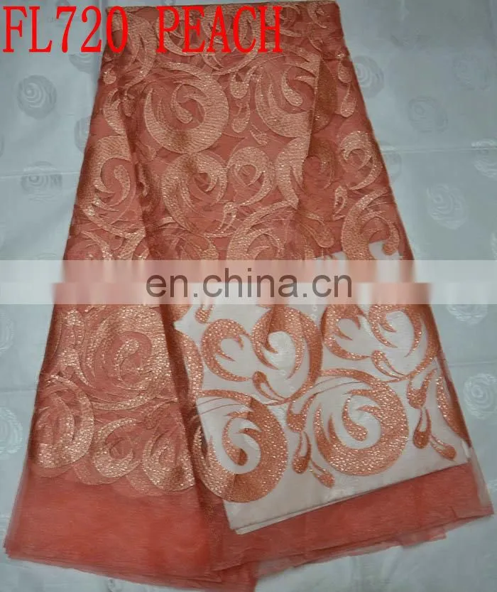 latest fashion embroidery organza lace with sequins(FL720)