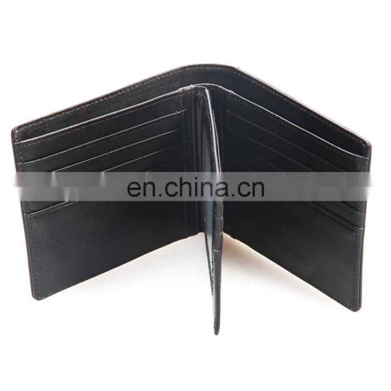 Fashion Handmade black slim mens wallet genuine leather