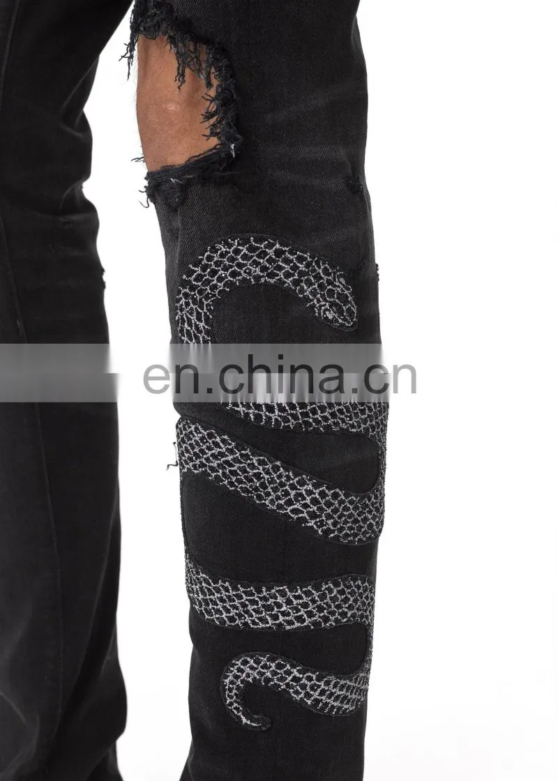 DiZNEW STRIPED MENS DENIM CUSTOM LOGO PANTS JEANS FOR MEN