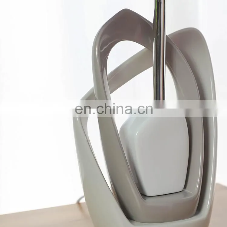 Top sale beige porcelain base cloth lampshade home decor hotel table lamps for indoor