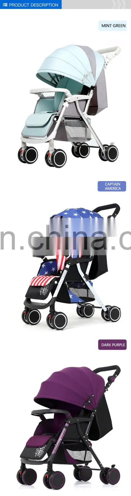 Cheap Wholesale Lightweight Easy Foldable Baby Buggy With The Plate
