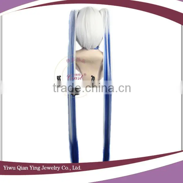 Pohwaran white and blue Hatsune Miku wig with ponytail
