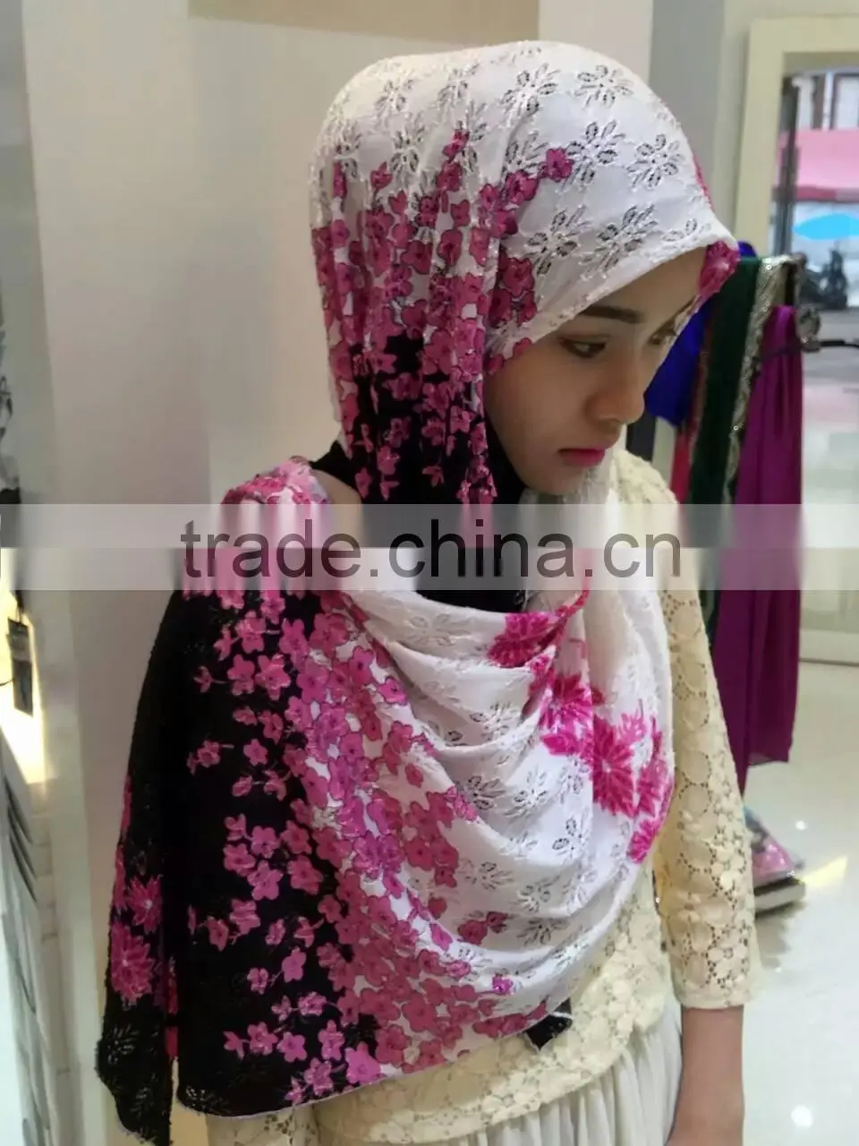 Colorful beautiful LACE gorgeous muslim long scarf