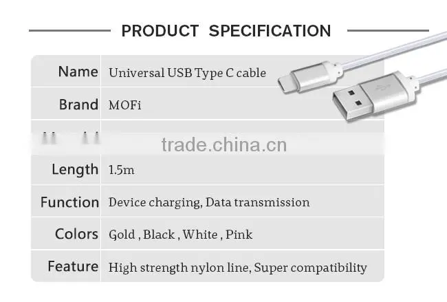 MOFi Android Phone 1.5 Meter Data Line Fast Transmit Charging Micro USB 3.1 Type C Cable
