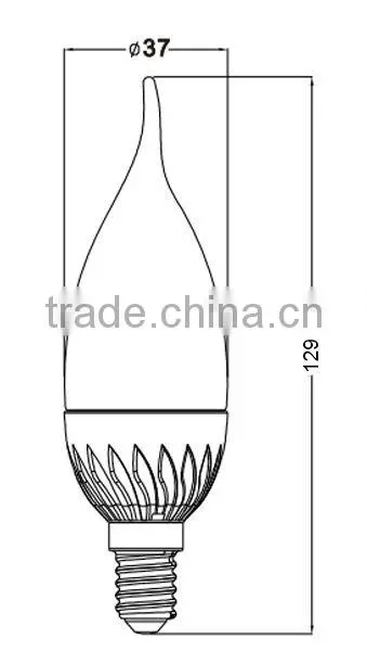 Manufacturer COB LED Candle Light E14 2.2W Flame tip