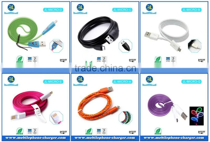 High Speed Micro USB 2.0 Data Cable Round Durable customized length flat data cable