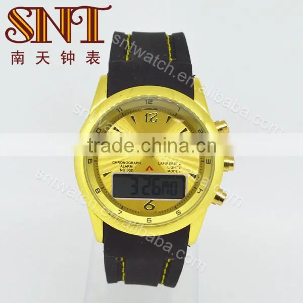 Analog digital watch with silicone band