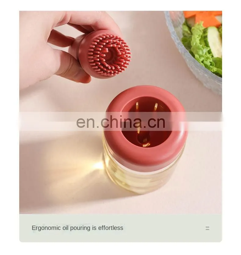 kitchen Oil Dispenser with Brush Silicone Oil Dispenser Brush Glass Container Barbecue Spray Bottle for Kitchen Accessories