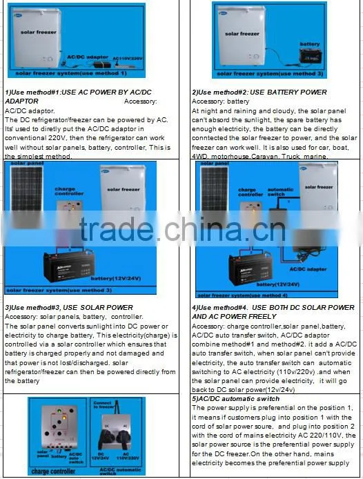 318L battery powered freezer solar powered deep freezer dc chest freezer