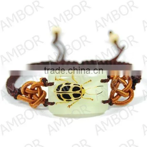Wholesale real flower insect inserted 2015 fashion bracelet