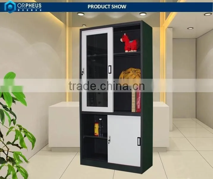 Metal Display Cabinet Bookcase Style Sliding Door Filing Cabinet Steel Cabinet For Office