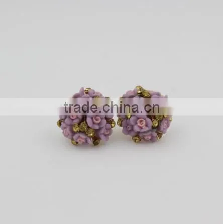 Fashion Beautiful Colorful Ball Stud Earrings Latest Style Flower Earrings For Girls