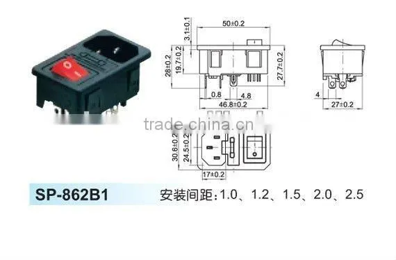10A 250V male switch power socket