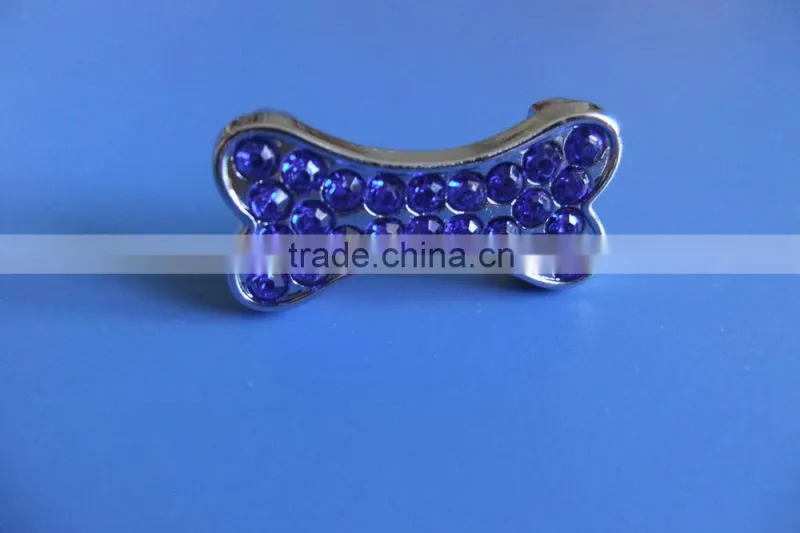 Compet Produce 10mm Rhinestone Promotional Gifts Zinc Alloy Slide Bone Charms for Dog Collars & Human Bracelets