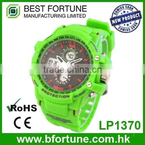 LP1369 Cheapest digital with 3 hands movement pu bracelet male watch
