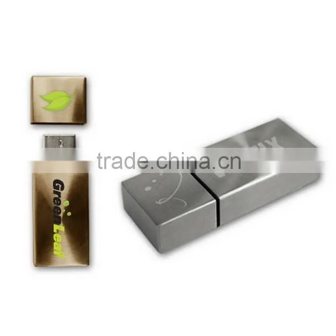 1Gb Metal Usb Flash Laser Gold Color