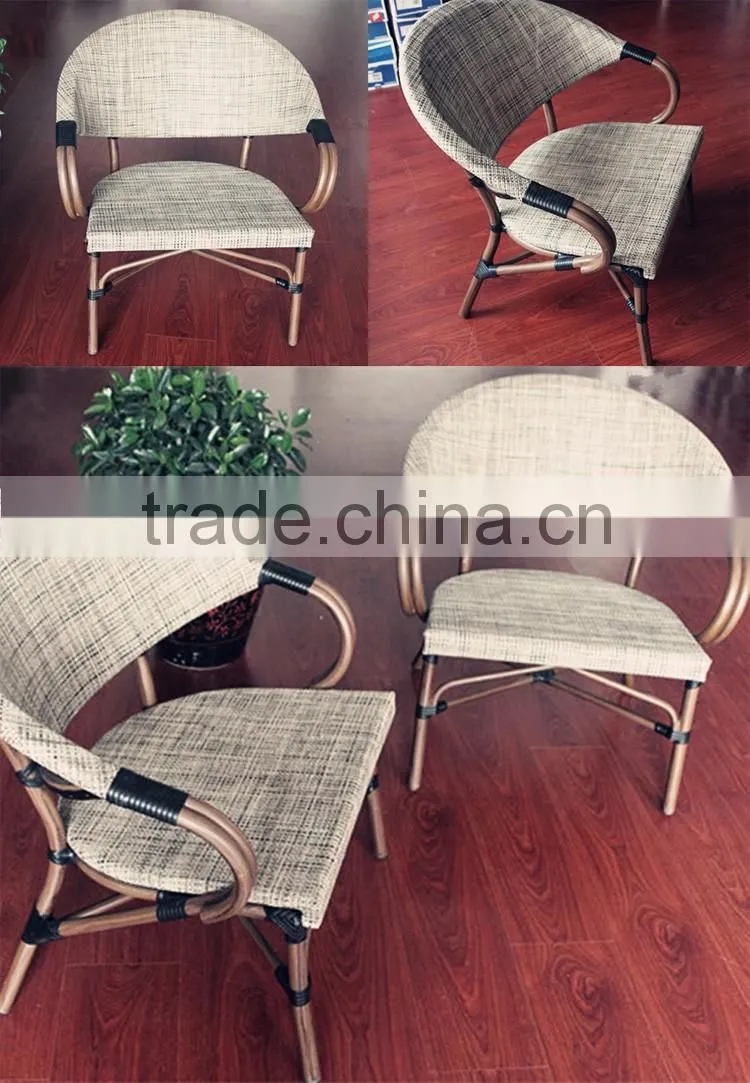 Comfortable Garden Rattan Relax Chair Cast Aluminum Outdoor French Bistro Rattan Chairs
