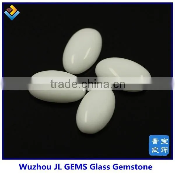 Milky white glass gemstone oval cabochon stone for jewelry