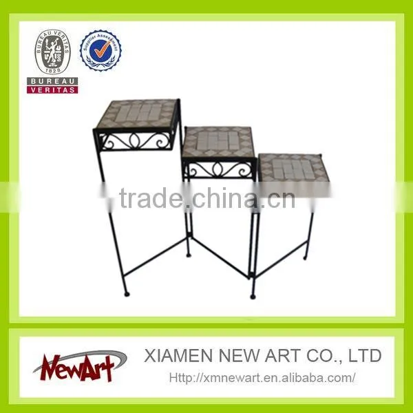 Round metal mosaic outdoor flower stand