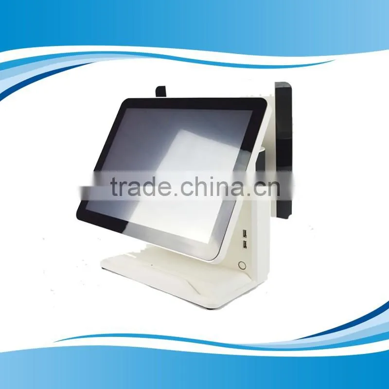 All in one 15 inch Android pos terminal with dual screen GSM WIFI touch pos terminal GC066