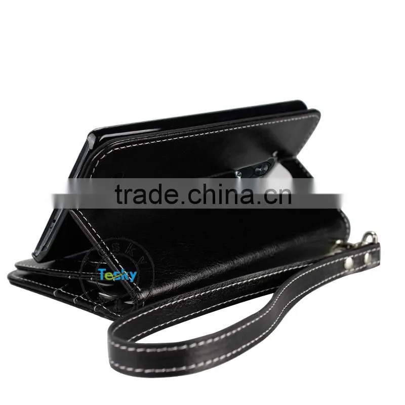 Hot selling wallet leather case with hand scrap for LG G3