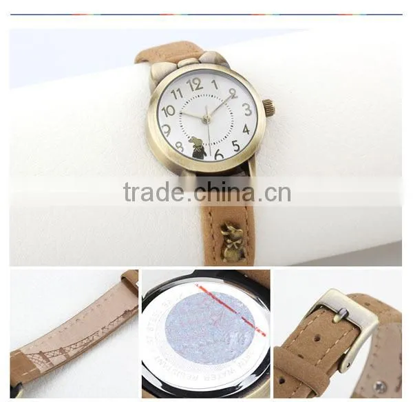 Fashion cute cat small case leather watches for teenagers