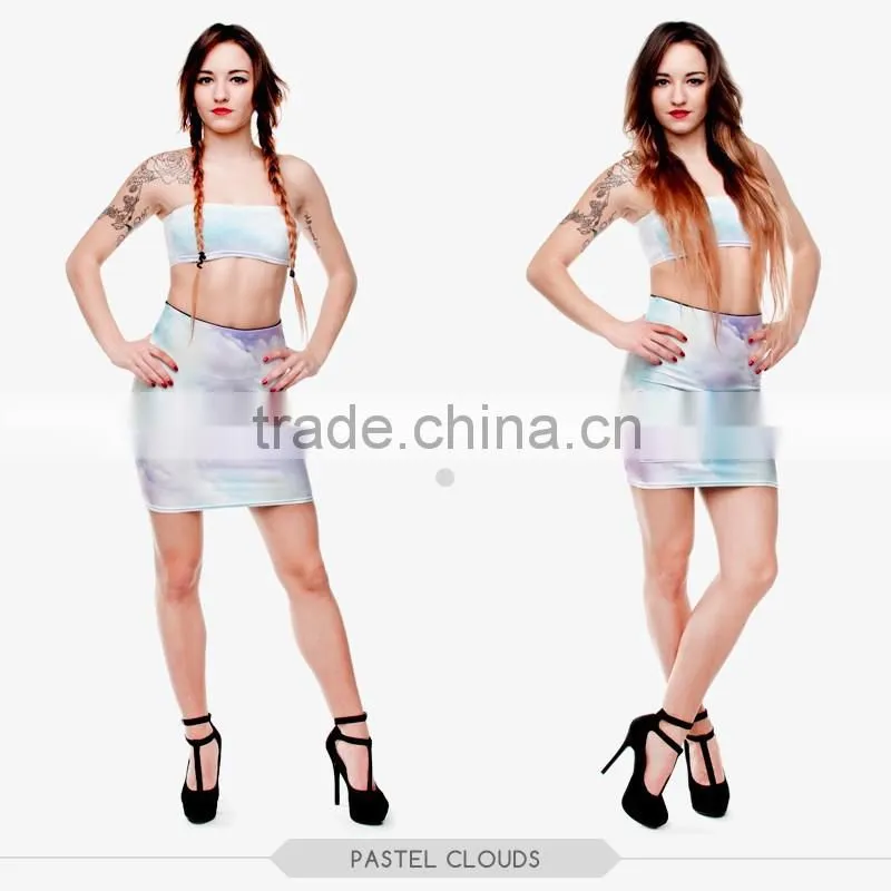 hot sexy gals starry sexy girls tight slim mini skirt high quality 3d digital full print custom hot sale tube stretchy skirt