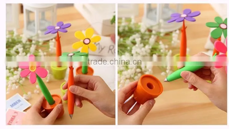 3D PVC pen plastic cartoon pen flower pen cheap promotion cute products